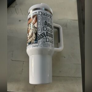 Daisy White Mug with Cat and Logo Design, Brand New